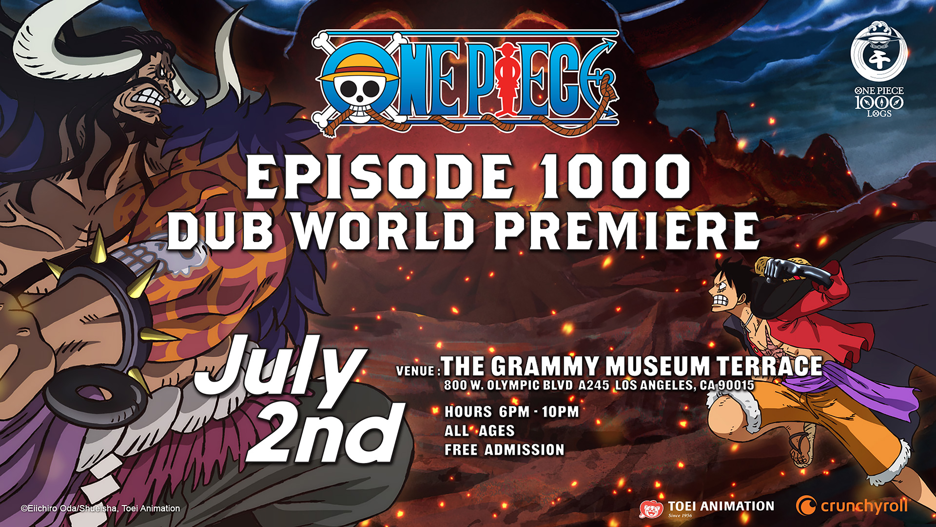 Toei Animation to Bring 'ONE PIECE Episode 1000 Dub World Premiere