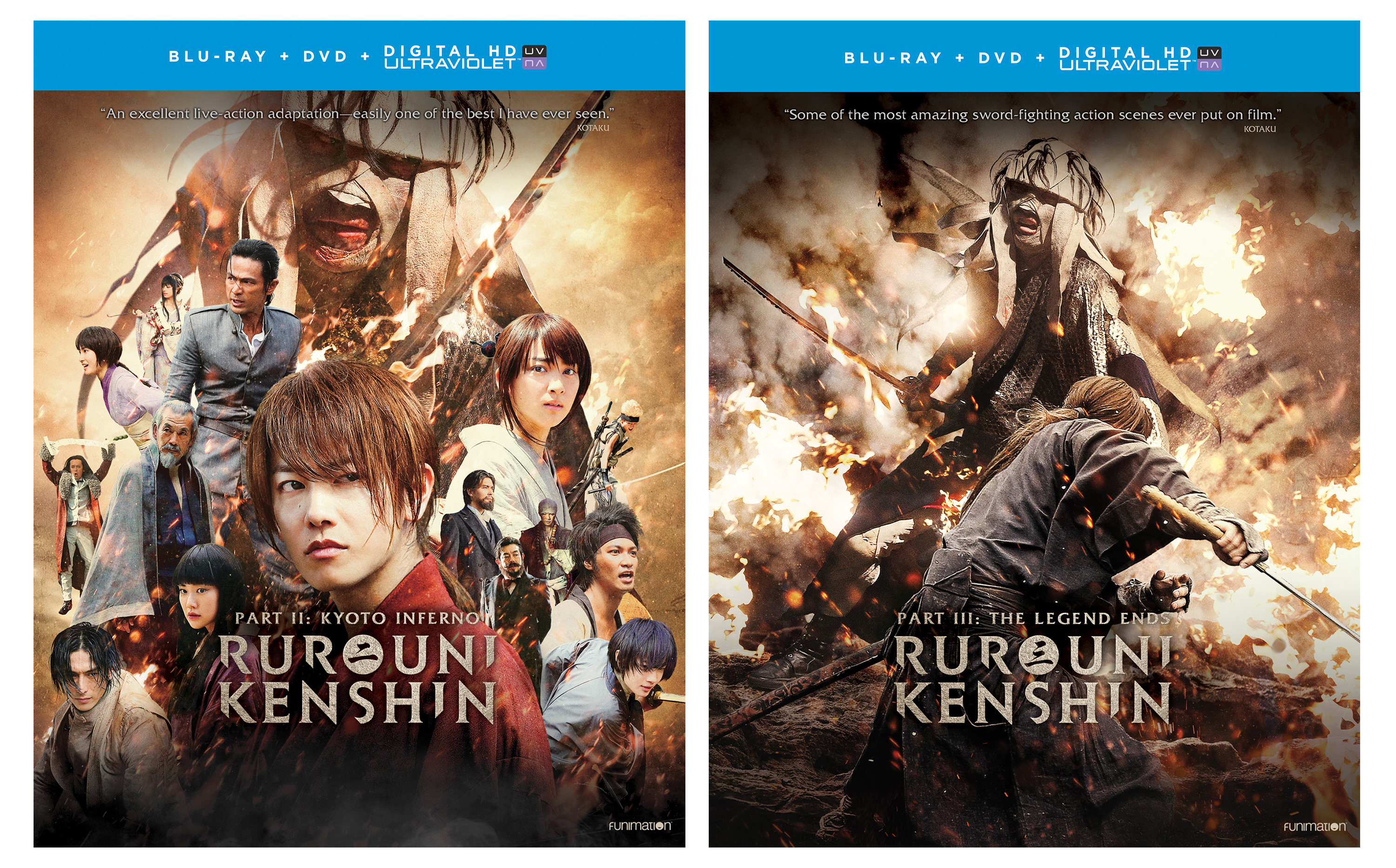 RUROUNI KENSHIN Parts 2 and 3 on Blu-ray and DVD from Funimation